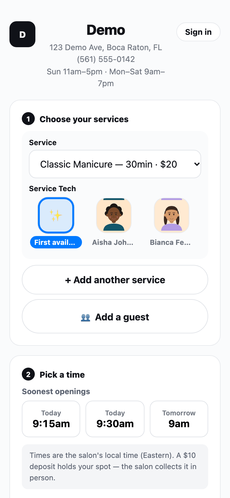 Online booking on a phone